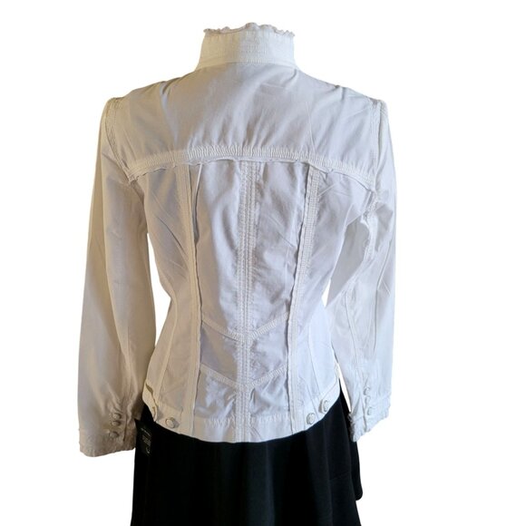 White House Black Market Womens White Long Sleeve Fitted Button-Up Jacket SZ 6 - Picture 5 of 9